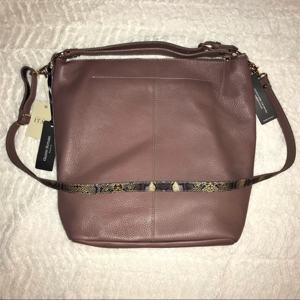 Gianni Notaro Italian Leather Satchel Mauve